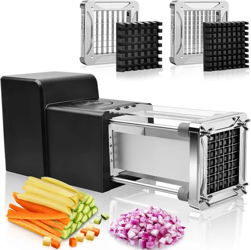 Miniatura 8 de Sopito - Cortadora eléctrica de papas fritas con cuchillas de acero inoxidable de 3 cuchillas 1/4 3/8 1/2 pulgada para papas, zanahorias, cebollas