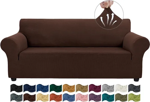 Miniatura 15 de Asnomy Fundas de sofá para sofá de 2 cojines, fundas elásticas para sofá biplaza, protector de mascotas, fundas de muebles para perros y gatos, tela