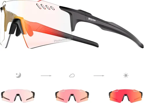 SCVCN Photochromic Cycling Glasses UV400 Protection for Women Men Cycling Glasses TR90 Frame MTB Running Mountain Bike