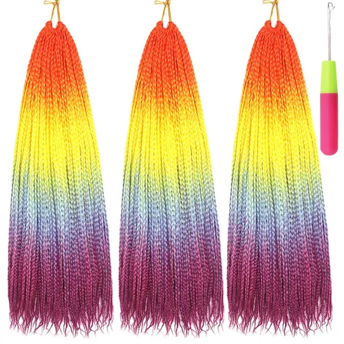 Miniatura 48 de Extensiones de cabello trenzado tipo box de 24 pulgadas, hechas a mano, para mujeres y niñas, extensiones de cabello trenzado, 24#, 3 paquetes, 22