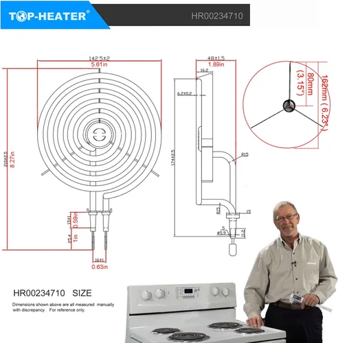 Miniatura 2 de Quemador de estufa eléctrica de 6 pulgadas para estufa GE Hotpoint RCA de 6 pulgadas, quemador eléctrico Match WB30M2, elemento de quemador