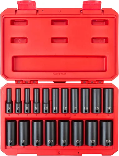 Miniatura 8 de TEKTON Juego de dados de impacto de 6 puntos profundos de 3/8 pulgadas, 15 piezas (1/4-1 pulg.) - Estuche SID91301