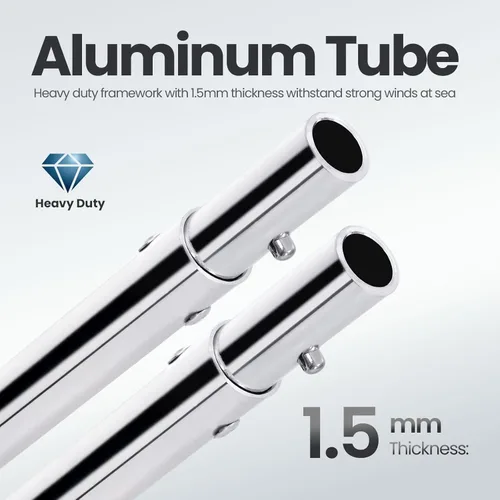 Miniatura 5 de KING BIRD Toldo Superior de Barco Bimini de 3-4 Arcos Protección Solar Toldo de Barco Impermeable Marco de Aluminio Inoxidable de 1 Pulgada 46
