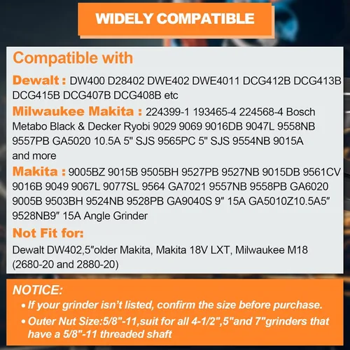 Miniatura 7 de Podoy Paquete de 6 tuercas de bloqueo de brida de amoladora angular 5/8-11, piezas de repuesto compatibles con Dewalt Milwaukee Makita Ryobi Bosch