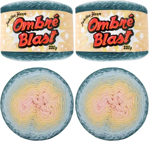 Miniatura 39 de JubileeYarn Hilo Ombré Blast - 220g/pastel Algodón Peso Bebé - Cripta de Hielo - 1 Pastel 119 Cripta de hielo