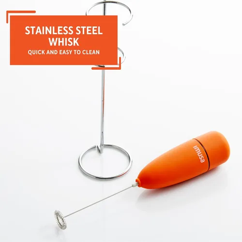 Miniatura 5 de IMUSA Espumador de leche eléctrico de 10 pulgadas con soporte, naranja