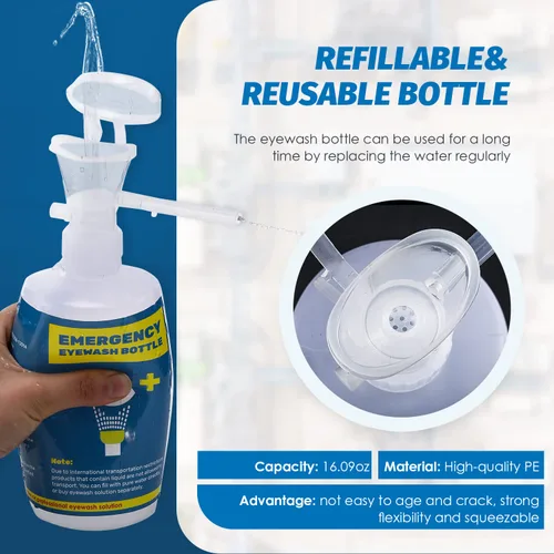 Miniatura 4 de Estación de lavado de ojos portátil con botellas de lavaojos, estación de lavado de ojos de montaje en pared de emergencia, kit de lavado de ojos
