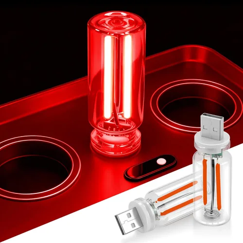 Miniatura 7 de SINGARO 2PCS Luces LED USB de noche para automóvil, lámpara retro para decoración de atmósfera automotriz, luces de ajuste táctil