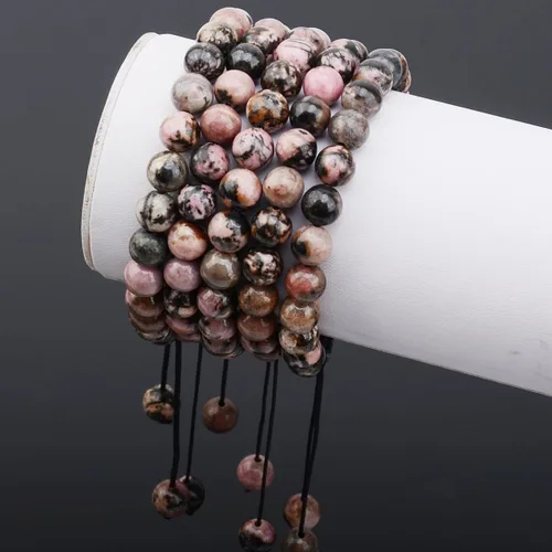 Miniatura 2 de Massive Beads - Pulsera de cuentas de cristales de macramé con poder curativo natural, unisex, ajustable, 516 pulgadas (8 mm)