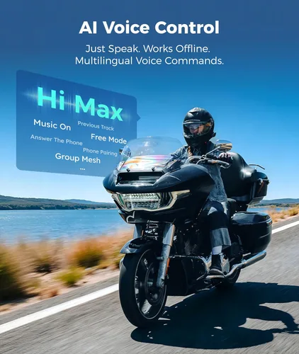 Miniatura 4 de ASMAX F1s - Auriculares Bluetooth para motocicleta con control de voz inteligente, sistemas de comunicación de casco de malla para 10 conductores