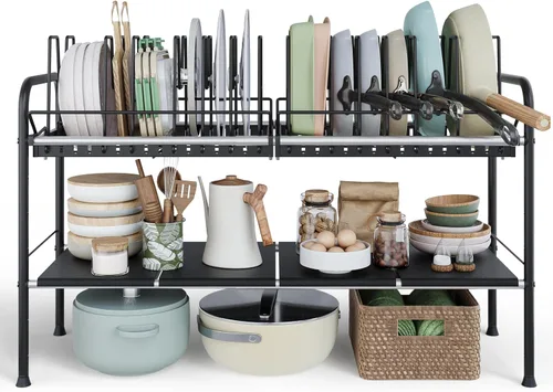 Miniatura 9 de NETEL Organizadores y almacenamiento para debajo del fregadero, organizador de armario de cocina, 2 niveles para debajo del fregadero estantes