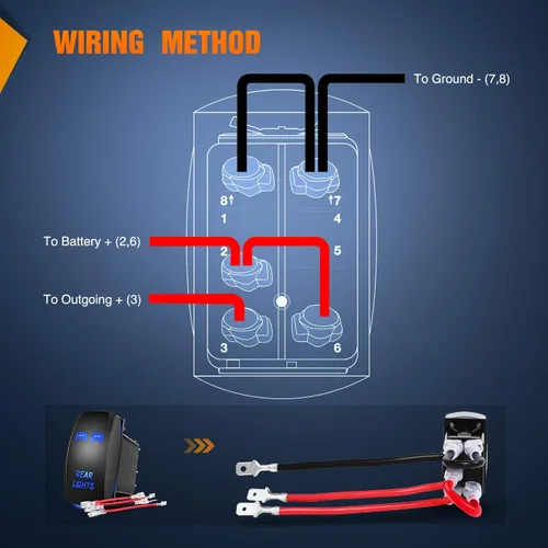Miniatura 3 de Nilight NI-RS05 Interruptor basculante de barra de luz LED de 5 pines con láser, luces traseras, 20 A/12 V, 10 A/24 V, juego de cables de puente, 2