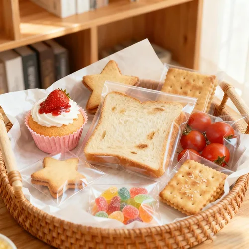 Miniatura 6 de 200 bolsas de celofán autosellantes, bolsas de galletas de 6 x 6 pulgadas, bolsas de celofán resellables autoadhesivas para panadería, galletas