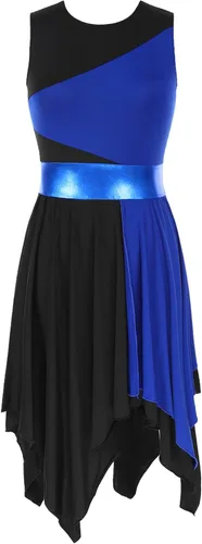 Miniatura 18 de easyforever Vestido de baile sin mangas con bloques de color para mujer, alabanza litúrgica, ropa de baile lírico, vestido de bata de adoración