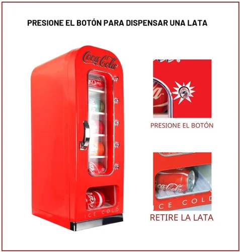 Miniatura 5 de Coca-Cola AC/DC Retro Enfriador Eléctrico Expendedor con Capacidad para 10 Latas - Máquina Expendedora de Bebidas con Enfriamiento Termoeléctrico