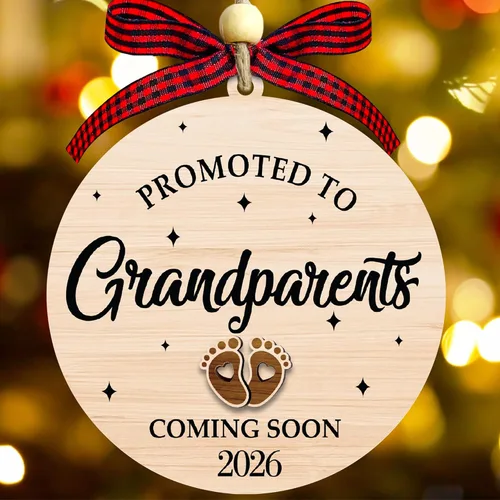 Miniatura 7 de Adorno de anuncio de embarazo para abuelos 2025, adorno de Navidad promocionado a abuelos 2025, adorno de anuncio de bebé