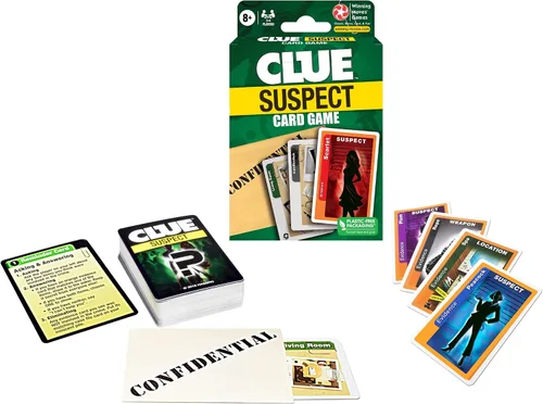 Juego de cartas Clue Suspect - All the Fun of Clue - in Minutes!, por Winning Moves Games USA, Edición de juego de cartas portátil de la pista de
