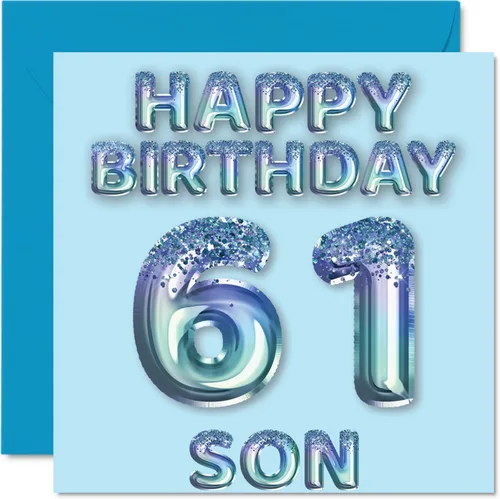 Miniatura 92 de Stuff4 Tarjeta de primer cumpleaños para niños, globo de fiesta con purpurina azul, tarjetas de feliz cumpleaños para niño de 1 año, nieto, hijo, 57