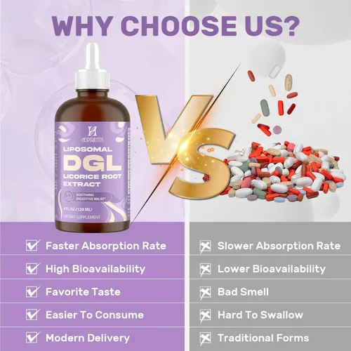Miniatura 7 de Extracto liposomal de raíz de regaliz DGL – Regaliz deglicirricinado con L-glutamina, malvavisco, clavo y olmo resbaladizo – digestivo