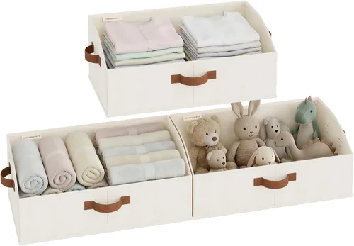 Miniatura 18 de StorageWorks - Contenedores de almacenamiento para armario, caja organizadora trapezoidal para estantes, contenedor de tela para ropa, cestas Marrón