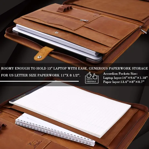 Miniatura 6 de Portafolio de cuero personalizado para hombres, regalos grabados para el día del padre para el marido de parte de la esposa, regalos de cuero Marrón