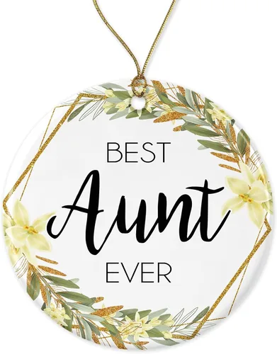 Adorno de Navidad para tía, para regalos Best Ever en ambos lados, ornamento WWRJYHJP9S-Ambos lados, blanco, impreso en ambos lados
