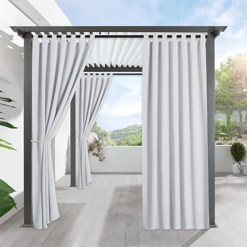 Miniatura 10 de RYB HOME - Cortinas opacas para interior y exterior, cortinas para patio o terraza, cortinas exteriores con pestaña Crema Beige
