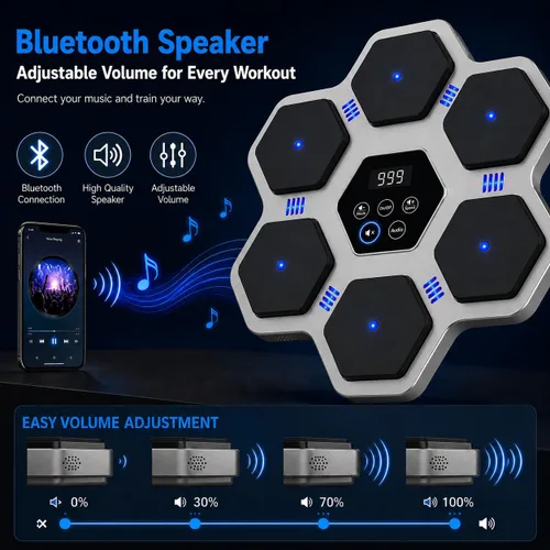 Miniatura 6 de Music Boxing Machine with Gloves for Adults & Kids,5 Button LCD Touch Control with One Button Mute & Rhythm Recognition,17.3'' Large Size Wall