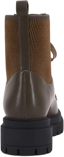 Miniatura 6 de VETASTE Botas de tobillo con cordones para mujer, puntera redonda, tacón bajo y grueso, botines de combate de invierno