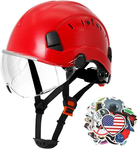 Miniatura 15 de AOLAMEGS Casco de seguridad de construcción – Casco de seguridad aprobado por ANSI Z89.1 con visera y 50 calcomanías para casco duro deslizante Un
