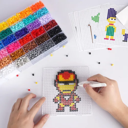 Miniatura 5 de Artkal Kit de cuentas fusibles de 11,000 piezas de 36 colores, con 5 tableros de clavijas, 2 pinzas, 48 patrones, kit de cuentas fusibles