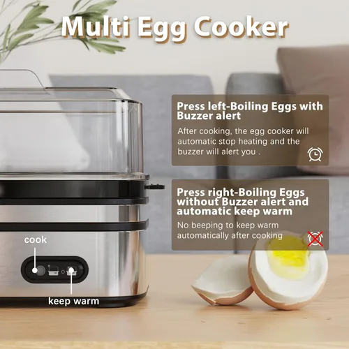 Miniatura 5 de Evoloop - Olla rápida para huevos eléctrica con capacidad para 6 huevos, para huevos cocidos suaves, medianos, duros, con máquina de escalfar