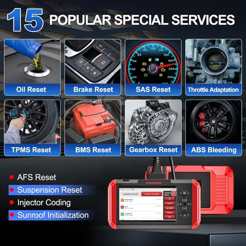 Miniatura 2 de KINGBOLEN Escáner OBD2 S800 Escáner de coche, herramienta de escaneo de diagnóstico OBD2 con reinicio de 15, servicio de acelerador de freno