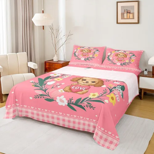 Miniatura 9 de Erosebridal Lindo juego de sábanas de llama para niños y niñas, juego de sábanas de animales de cactus verde, juego de sábanas de búfalo rosa