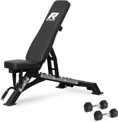 Miniatura 9 de RITFIT Banco de pesas ajustable con múltiples posiciones de espalda para entrenamientos de cuerpo completo, inclinación, declive y ajustes planos