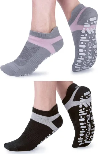Muezna Calcetines de yoga antideslizantes para mujer, antideslizantes, para pilates, barras, calcetines de hospital con agarres, talla 5-10