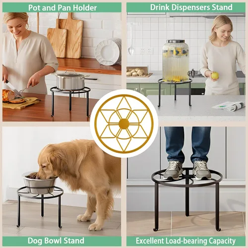 Miniatura 6 de Paquete de 5 soportes de metal para plantas, paquete de 5 soportes redondos, estante escalonado para plantas en interiores y exteriores, estante