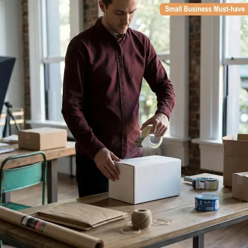 Miniatura 8 de Paquete de 40 cajas de envío de cartón blanco de 4x4x4'', cajas de correo medianas para pequeñas empresas para embalaje, mudanza y almacenamiento