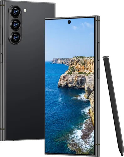 Teléfonos celulares desbloqueados I25 Ultra Smartphone Android 14 Teléfonos 12+256GB/6.8 "Pantalla HD/Dual SIM/108MP+48MP Cámara/6800 mAh/Pluma Negro