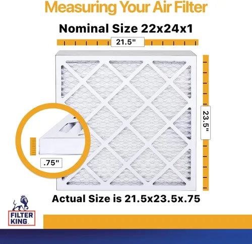 Miniatura 2 de Filter King Filtro de aire 22x24x1 Paquete de 4 Filtros plisados MERV 13 HVAC para horno A/C HECHO EN EE. UU. Tamaño real: 21.5 x 23.5 x .75