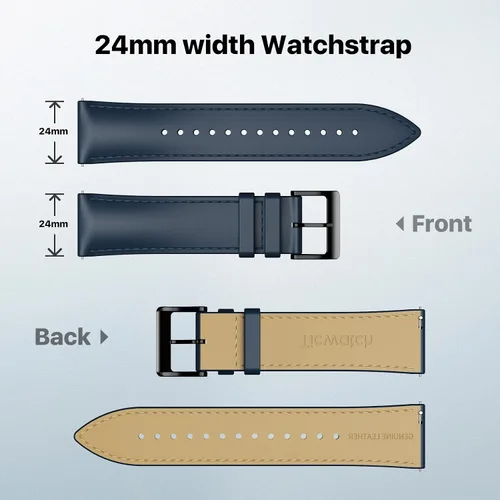 Miniatura 3 de Ticwatch Pro 5 - Correa de repuesto para reloj inteligente de 0.945 in de ancho, correa de reloj de piel de liberación rápida, correa de reloj Smart