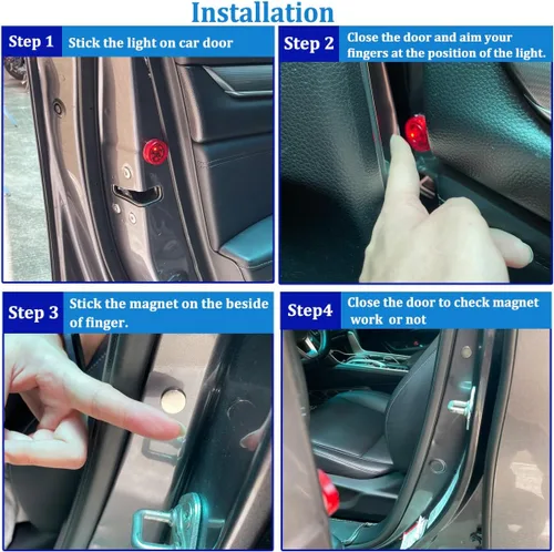 Miniatura 7 de luz de aviso LED universal inalámbrica para puerta de auto, luz LED impermeable contra colisión trasera, 2 unidades, Azul