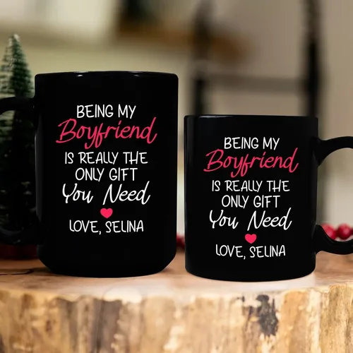 Miniatura 6 de Taza de cerámica personalizada con nombre de novio, Being My Boyfriend Is Really The Only Gift You Need Cups, tazas personalizadas para novio o él