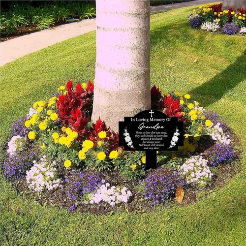 Miniatura 7 de Decoraciones de tumbas para cementerio, estacas conmemorativas, estaca de metal impermeable para cementerio y placa conmemorativa para exteriores