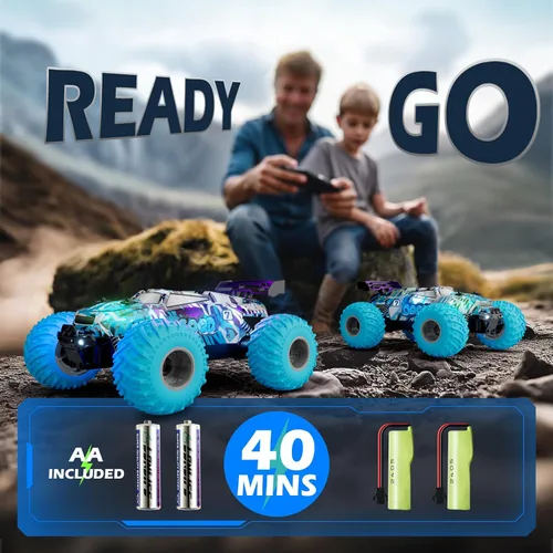 Miniatura 4 de Autos de control remoto, camión RC para niños de 4 a 7 años, 8 a 12 años, juguete controlado por radio todoterreno con luces LED, 20 KMH, 40