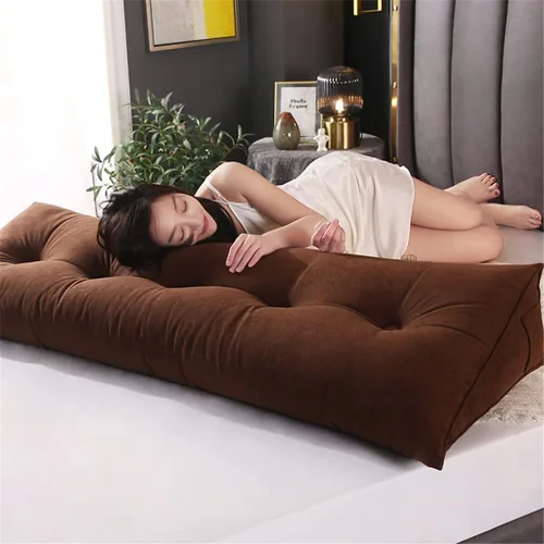Miniatura 5 de Almohada triangular grande para cabecero, almohada de lectura para sentarse en la cama, respaldo y posicionamiento, cojín de cuña, marrón