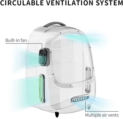Miniatura 2 de PETKIT Mochila transportadora para gatos con ventilador incorporado y luz, mochila burbuja para mascotas aprobada por aerolíneas para gatitos