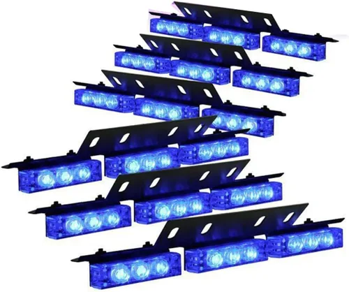 54 luces LED estroboscópicas intermitentes de uso de advertencia de emergencia para vehículo de emergencia para rejilla de tablero de parabrisas Azul