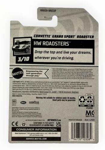 Miniatura 2 de Hot Wheels Corvette Grand Sport Roadster, HW Roadsters 3/10 [blanco]