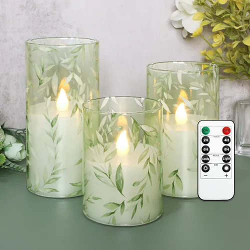 Miniatura 10 de Crystal Club Velas de Navidad sin llama, velas LED navideñas que funcionan con pilas con control remoto y temporizador, velas parpadeantes realistas